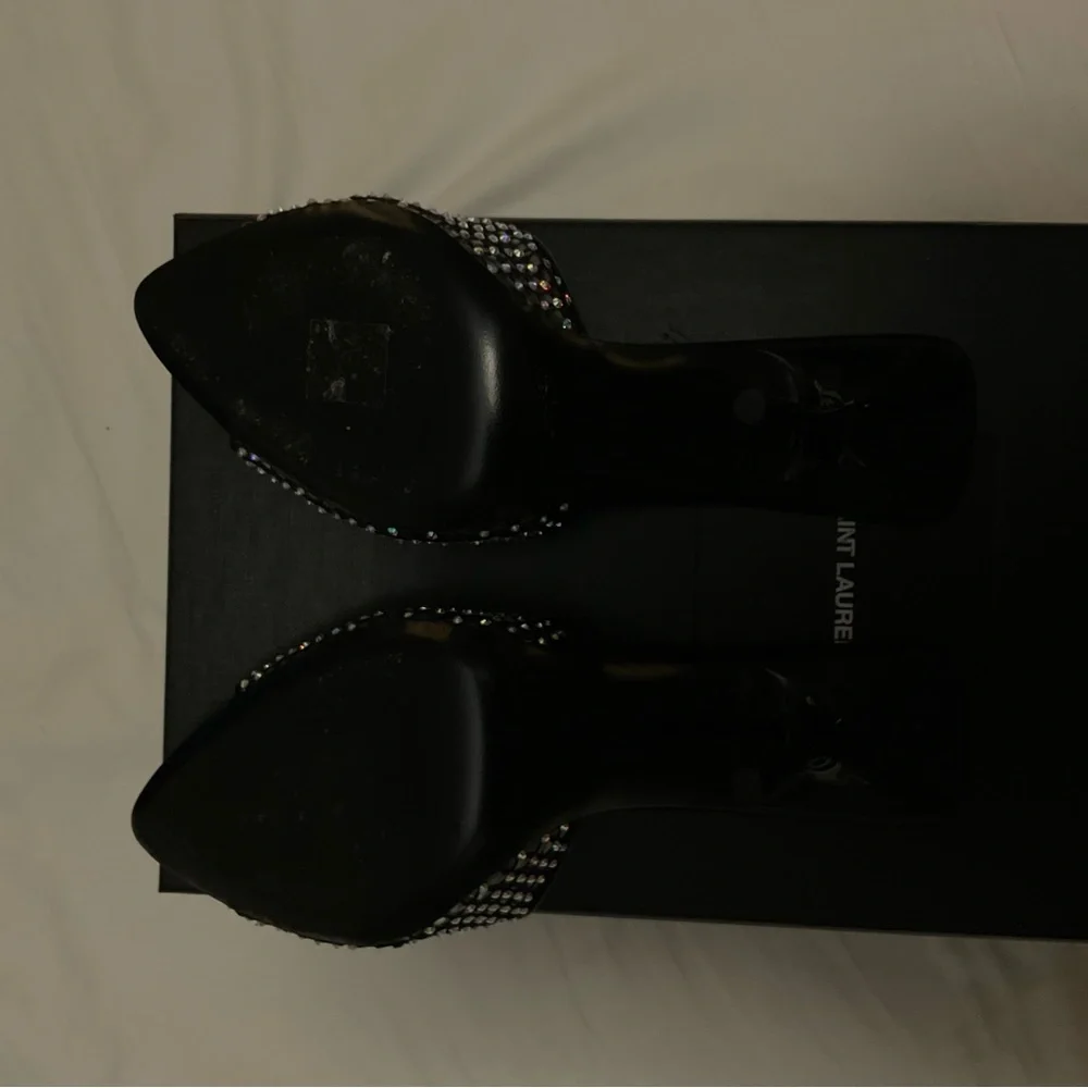 Saint Laurent Women's Liz Embellished High Heel Slide Sandals size 38 - Picture 12 of 16